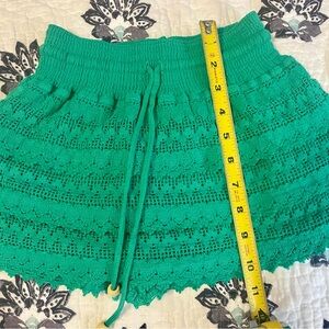 Green Crochet/layered Skort (shorts underneath) Girls 10/12 mini